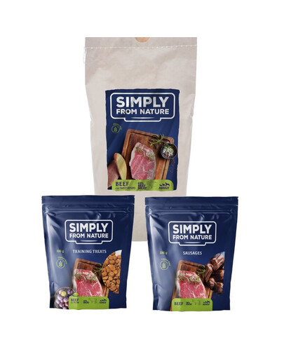 SIMPLY FROM NATURE - Croquettes de bœuf cuites au four - 1,2 kg + snacks naturels au bœuf