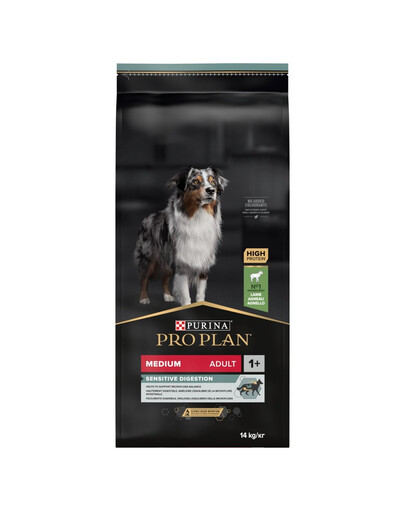 PURINA Pro Plan Medium Adult Sensitive Digestion OptiDigest Lamb - Agneau pour chiens de races moyennes avec digestion sensible - 14 kg