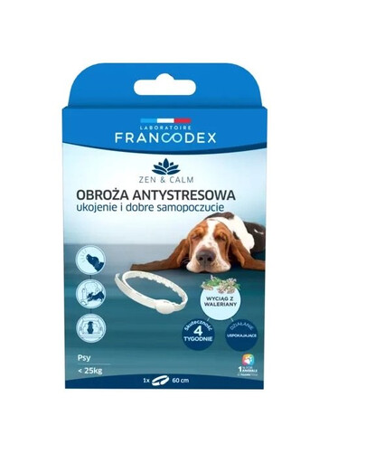 FRANCODEX Collier anti-stress à la valériane pour chiens < 25 kg 60 cm