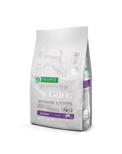 NATURES PROTECTION SUPERIOR CARE White Dogs Grain Free Salmon Junior All Breeds - 10 kg - au saumon pour chiots à pelage blanc