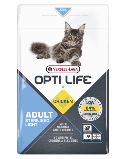 VERSELE-LAGA Opti Life Cat Sterlised/Light Chicken 2.5 kg pour les chats stérilisés