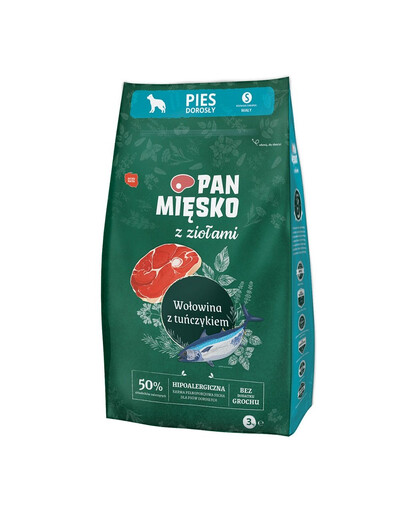 PAN MIĘSKO - aux herbes, boeuf et thon pour chiens de petites races - S 3 kg