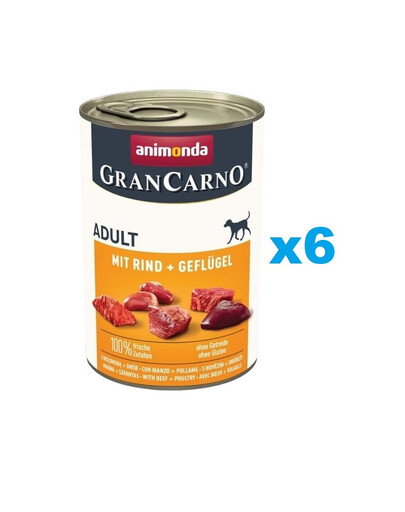 ANIMONDA Gran Carno Adult with Beef, Poultry - bœuf et volaille pour chiens adultes 6x400 g
