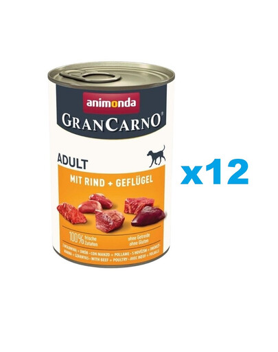 ANIMONDA Gran Carno Adult with Beef, Poultry - bœuf et volaille pour chiens adultes 12x400 g