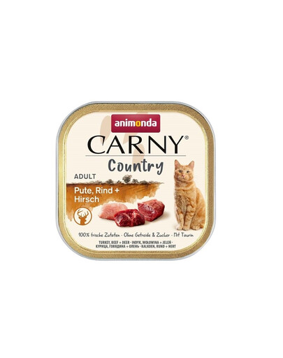 ANIMONDA Carny Country Adult Turkey&Beef&Deer 100 g Dinde, Bœuf & Cerf pour chats adultes