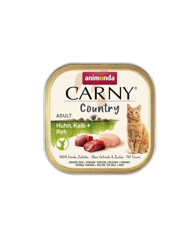 ANIMONDA Carny Country Adult Chicken&Veal&Vension 100 g Poulet, Veau & Porc pour chats adultes