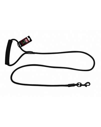 PET NOVA Laisse en nylon. corde 0,8cm x 120cm poignée en néoprène, noir