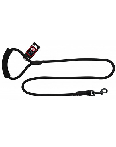 PET NOVA Laisse en nylon. corde 1.0cm x 120cm poignée néoprène, noir
