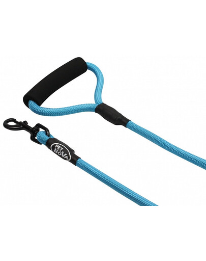 PET NOVA Laisse en nylon. corde 1.2cm x 120cm poignée néoprène, bleu