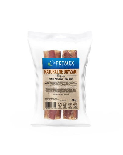 PETMEX Pénis de bœuf coupé 12cm 2pcs naturel à mâcher pour chien