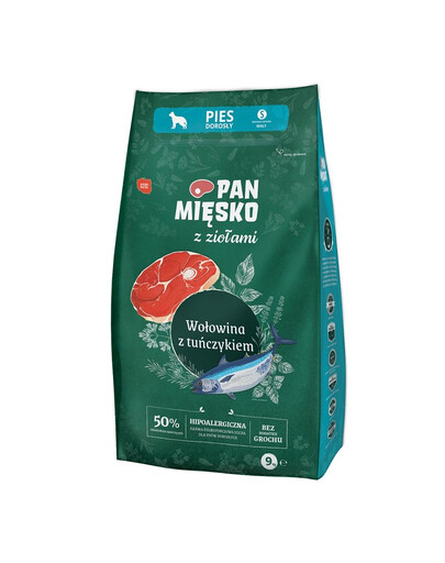 PAN MIĘSKO - aux herbes, boeuf et thon pour chiens de petites races - S 9 kg