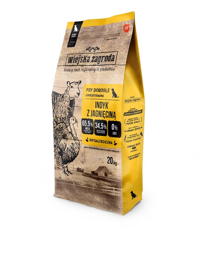WIEJSKA ZAGRODA Croquettes dinde et agneau pour chiens - M 20kg