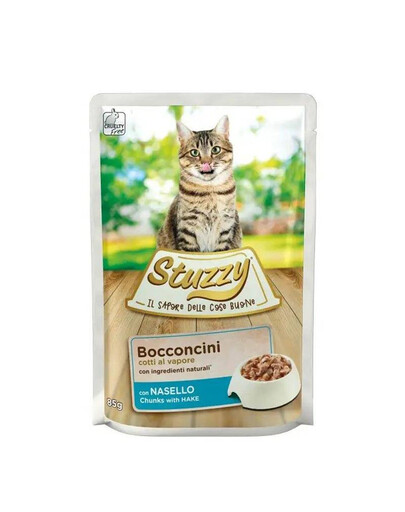 STUZZY Bocconcini Chunks with Cod 85g Cabillaud en sauce pour chats adultes