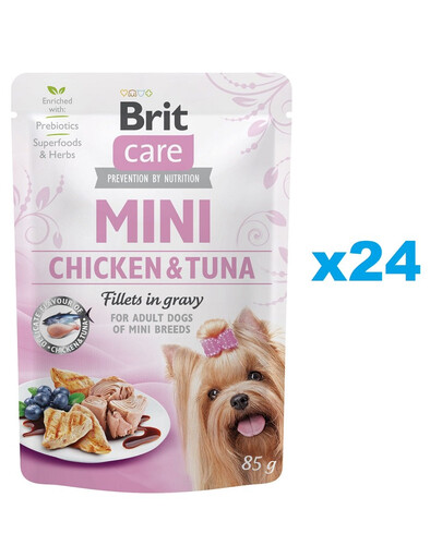 BRIT Care - Mini Sachets Poulet et Thon en sauce pour chiens de petites races - 24x85g