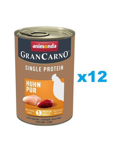 ANIMONDA Gran Carno Single Protein Adult Chicken Pur - poulet pour chiens adultes 12x400 g