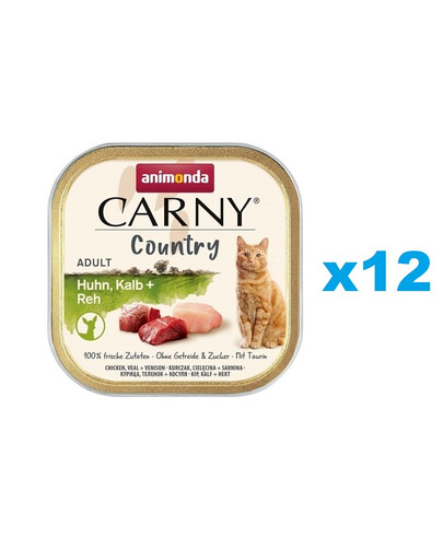 ANIMONDA Carny Country Adult Poulet, veau et porc pour les chats adultes 12x100 g