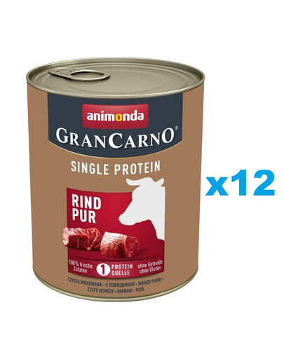 ANIMONDA Gran Carno Single Protein Adult Beef pur - Boeuf pour chiens adultes 12x800 g