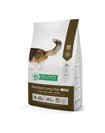 NATURES PROTECTION Sterilised Long Hair Poultry Adult Cat - avec volaille pour chats adultes au pelage long après stérilisation 2 kg