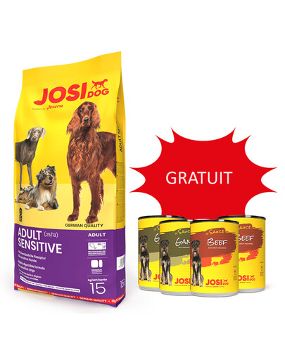 JOSERA JosiDog Adult Sensitive 15 kg + 4 conserves GRATUITES