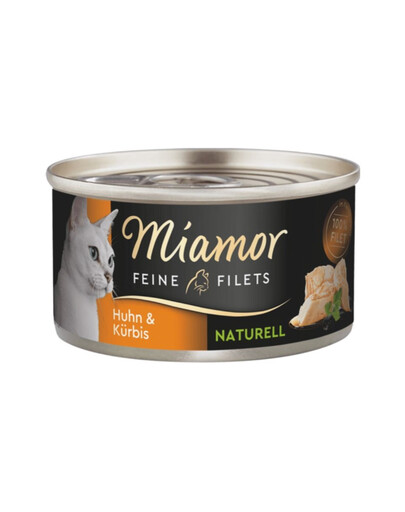 MIAMOR Feine Filets Naturell Chicken&Pumpkin - Pâtée de poulet et citrouille dans leur sauce 80g