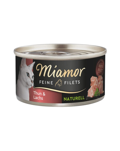 MIAMOR Feine Filets Naturell Tuna&Salmon - Pâtée de thon et saumon dans leur sauce 80g
