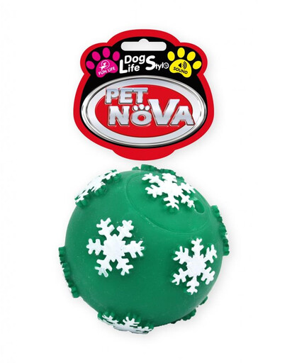 PET NOVA DOG LIFE STYLE Balle avec flocon de neige 7.5cm verte