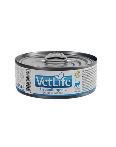 FARMINA Vet Life Hypoallergenic Pork&Potato - 85g - pour chats pour réduire l'intolérance aux nutriments - Porc et pomme de terre