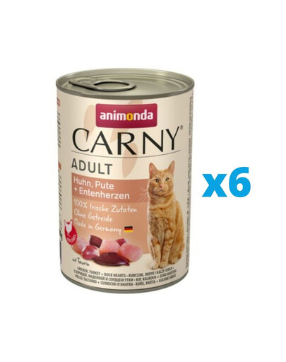 ANIMONDA Carny Adult Coeurs de poulet, de dinde et de canard 6 x 400 g