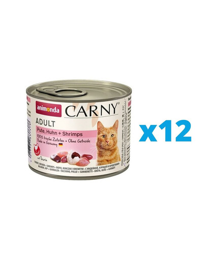 ANIMONDA Carny Adult dinde, poulet et crevettes 12 x 200 g