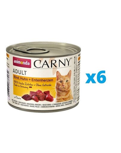 ANIMONDA Carny Adult Cœurs de bœuf, Poulet et Canard 6 x 200 g