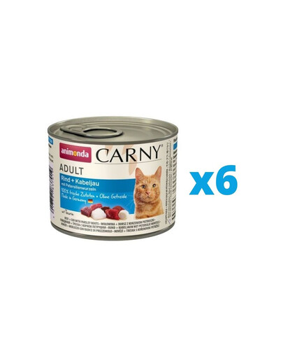 ANIMONDA Carny Adult Boeuf, morue et racines de persil 6 x 200 g