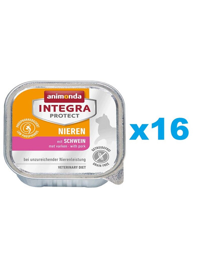 ANIMONDA Integra Protect Nieren Porc pour chats avec problèmes rénaux 16x100 g