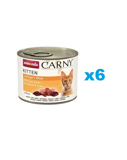 ANIMONDA Carny Kitten Poultry&Beef - volaille et boeuf pour chatons 6x200 g