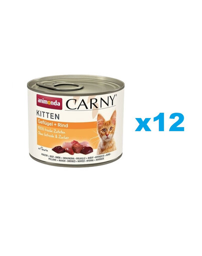 ANIMONDA Carny Kitten Poultry&Beef - volaille et bœuf pour chatons 12x200 g