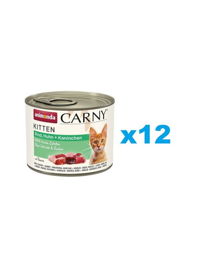 ANIMONDA Carny Kitten Beef&Chicken&Rabbit - Boeuf, poulet et lapin pour chatons 12x200