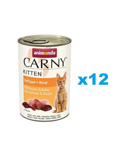 ANIMONDA Carny Kitten Poultry&Beef - Volaille et boeuf pour chatons 12x400 g
