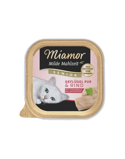 MIAMOR Milde Mahlzeit Senior Poultry Pure&Beef - pâtée de volaille et boeuf pour chats âgés - 100g