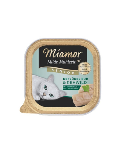 MIAMOR Milde Mahlzeit Senior Poultry Pure&Roe deer - pâtée de volaille et gibier pour chats âgés - 100g