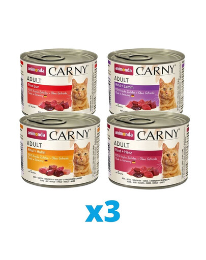 ANIMONDA Carny Set de 4 saveurs différentes 12 x 200 g