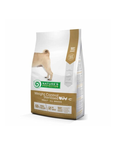 NATURES PROTECTION Weight Control Sterilised Poultry with Krill Adult All Breed Dog - à la volaille et au krill pour chiens adultes après stérilisation 4 kg