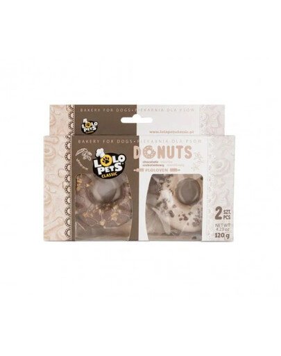 LOLO PETS - Donuts à la vanille et au chocolat-noisette pour chiens - 2 pièces - 120 g