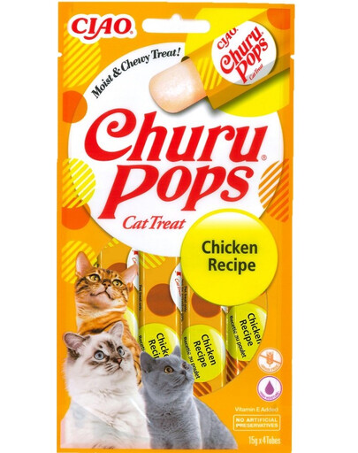 INABA Churu Pops Cat Treat Collation humide avec du poulet 4x15g