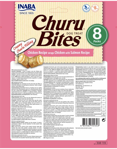 INABA Churu Bite Chicken 8x12g wrap au poulet et au saumon pour chiens