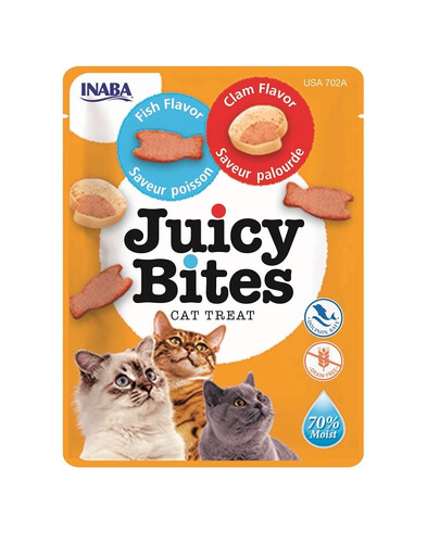 INABA Juicy Bites - friandises humides au poisson et aux palourdes pour chats - 33,9 g (3x11,3 g)
