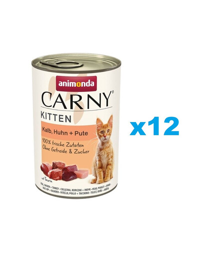 ANIMONDA Carny Kitten Veal&Chicken&Turkey - veau, poulet et dinde pour chatons 12x400 g