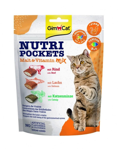 GIMCAT Nutri Pockets Malt&Vitamin mix - malt & vitamines pour chats - 150 g