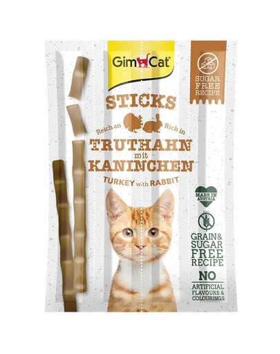 GIMCAT Sticks Turkej&Rabbit - bâtonnets de dinde et lapin - 4 pièces
