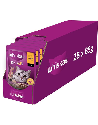 WHISKAS Adult - nourriture humide en sauce à l'agneau et à la dinde pour chats adultes - Sachet de 28x85g