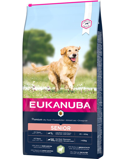 EUKANUBA Dog Dry Base Senior Large Breeds Lamb & Rice - pour chiens âgés de grande race riche en agneau et en riz - 12 kg