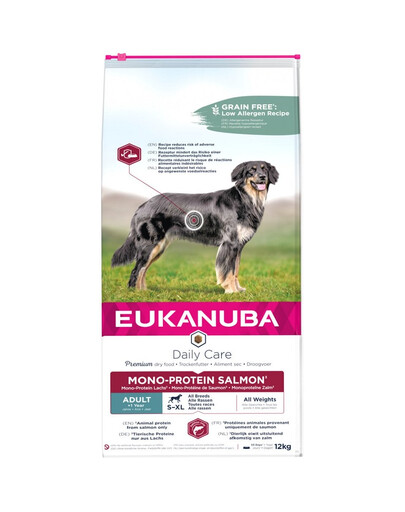 EUKANUBA Daily Care Adult Monoprotein - croquettes monoprotéinées au saumon pour chiens adultes - 12 kg